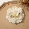 Estilo Tweed Coreano Tecido Leite Fufu Pena Strass Camélia DIY Presilha Tubarão Acessórios para Cabeça Broche Acessórios para Roupas