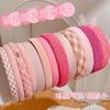 Diadema de Peluche Rosa Estilo Chanel para Mujer, Diadema de Corona Alta, Diadema Ancha de Otoño e Invierno para Lavarse la Cara, Nuevo Pasador para el Cabello