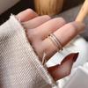 Anillo de dedo índice moderno y de moda para mujer, diseño popular de lujo, anillo doble de circón simple a la moda, anillo abierto