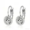 Suministro directo transfronterizo aretes de acero inoxidable con incrustaciones de diamantes para mujer, aretes de flor y moño de moda, accesorios para orejas sin perforación, joyería de lujo ligero