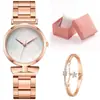 Comercio exterior nuevo correa de acero simple hoja de palma esfera de moda para mujer casual de negocios versátil reloj de cuarzo caja de regalo