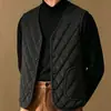 Colete Masculino de Veludo Cotelê para Inverno com Forro de Lã Fleece, Colete Acolchoado de Lã de Cordeiro para o Pai, Jaqueta Colete de Algodão