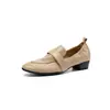 Mocasines suaves y cómodos de piel de vaca de alta calidad para ir al trabajo, colección otoño 2026, tacón bajo grueso, punta redonda, piel genuina, zapatos de mujer con corte profundo