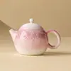 Tetera Graduada del Fabricante Tetera Individual Tetera de Alto Valor Rosa Pila Tallada Cortina de Cuentas Tetera Mandarina Cerámica China Kung Fu Juego de Té