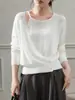 Tapeta con Botones Laterales, Falso Dos Piezas, Empalmado Irregular, Top de Punto Ligero y Suave para Mujer, Primavera/Verano, Estilo Perezoso, Elegante
