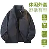 Chamarra con Cuello para Hombre, Abrigo Delgado Casual de Primavera y Otoño, Adecuada para Jóvenes y de Mediana Edad, Cortavientos, Versátil, Top de Corte Holgado -5561