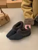 Zapatos retro estilo francés de nailon gris con plataforma para aumentar altura, nuevos zapatos de invierno y otoño cálidos, zapatos peludos para mujer