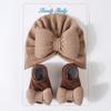 Calcetines de punto para recién nacidos, rellenos de algodón, con lazo grande, conjunto de calcetines, gorro para bebé, gorra con cintas, estilo Ins