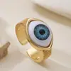 Anillo Abierto Geométrico Ojo del Diablo Chapado en Cobre Oro de 18 Quilates de Venta Caliente Transfronterizo Aogu para Mujer, Anillo Único y Versátil