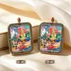 Tangka Pintado a Mano con Diseños Personalizables, Presentando a Zhujialam, Manjushri, Fortuna Amarilla Pintada a Mano y Cielo Negro Colgante de Tangka Ruba DIY