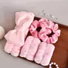 Diadema de Felpa de Color Sólido Más Popular de Amazon para Lavado Facial, Pulsera Antihumedad para la Muñeca, Goma para el Cabello de Terciopelo, Diadema con Lazo para Maquillaje