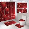 Cortina de chuveiro de poliéster à prova d'água e mofo estampada de venda quente de Natal, cortina de chuveiro de banheiro, carpete absorvente de quatro peças