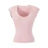 Cor Sólida Estilo Garota Picante Simples Gola U Manga Curta Ajuste ao Corpo Cintura Marcada Emagrecedor Camisa Básica Ombro Normal Camiseta Curta Manga Flare para Mulheres Verão