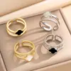 Anel de Zircônia Banhado a Ouro Real, Feminino, High-End, Aberto, Ajustável, Anel Super Brilhante, Estilo Ins Simples Popular
