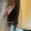 Pendientes Mini Rojos con Circonita Incrustada Súper Fáciles de Usar Diseño de Nicho Pendientes Retro Versátiles