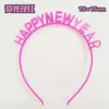 Estilo Europeo y Americano Papel de Aluminio Diadema con Letras de Feliz Año Nuevo Diadema de Fiesta de Moda Accesorios para el Cabello de Navidad Tocados Venta al por Mayor