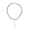 Joyería Transfronteriza Europea y Americana, Collar con Colgante de Cruz de Diamante Moderno y Sencillo para Mujer, Gargantilla Retro Fría