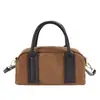 Bolsa de Bowling Fosca de Nicho Bolsa Feminina Camurça Retro de Mão com Alça de Ombro Textura Fashionable Bolsa Quadrada Pequena Transversal