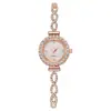 Reloj de moda con diseño de flor retorcida transfronterizo, reloj de cuarzo para mujer redondo y compacto incrustado de diamantes, reloj con pulsera de ajuste libre al por mayor