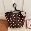 Bolsa de Bolinhas Feminina 2026 Nova Moda Outono Versátil Bolsa Tote Grande Capacidade Bolsa de Ombro Único Para Aula Trabalho