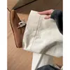 Jeans Blancos Crudos Estilo Americano Talla Grande para Mujer, Primavera y Otoño, para Figuras Curvilíneas, Pantalones Rectos de Pierna Ancha Holgados de Cintura Alta Adelgazantes