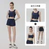 Conjunto de Yoga Costas Transfronteiriço para Mulheres, Conjunto de Três Peças com Colete Fitness para Treino de Corrida, Shorts Esportivos Respiráveis e Absorventes de Choque Amigáveis à Pele