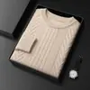Suéter de Cachemira para Otoño e Invierno para Hombre, Cuello Redondo, Holgado, Moderno, Casual, Suéter de Lana Retorcida Gruesa de Doble Hilo, Suéter Básico de Punto