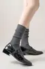 Meias Femininas Outono/Inverno Tendência Estilo Miu Tricô Solto Tricô Grosso Peluciado Meias Femininas Longas Quentes Absorventes de Suor Resistentes a Odores Meia de Cano Médio