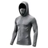 Ropa de fitness para hombre lista para enviar transfronteriza, traje de pesca ajustado de secado rápido con protección solar, traje de pesca con capucha para exteriores con máscara facial de protección solar integrada