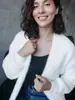 Roupa de Início de Outono Veludo Imitação de Visão Branca Suéter Feminino Peça Externa de Outono e Inverno Cardigan de Tricô Relaxado de Alta Qualidade