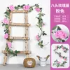 Cubierta de Conducto de Aire Acondicionado para Sala de Estar de Ratán Envuelta Alrededor de Rosa de Techo de Plástico Hojas de Vid Artificiales 45 Cabezas de Rosa Flores Falsas