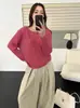 Suéter fino de punto de manga larga con cuello redondo, color liso, estilo casual, nueva colección de otoño, corte holgado, cárdigan fino calado para mujer