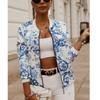 2025 Estilo Caliente Transfronterizo Amazon Aliexpress Wish Chaqueta Corta Estampada de Manga Larga Ajustada Chaqueta Pequeña Ropa para Mujer