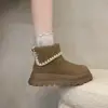 Nuevas botas cortas estilo coreano con tapa abatible 2026 para mujeres menudas, de suela gruesa, cálidas, botas de moda otoño/invierno, botas Martin, suela de plataforma