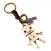 Llavero de piel de vaca vintage tejido a mano lindo llavero de robot móvil accesorios colgantes para bolsa de estudiante