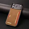 Adequado para Capa de Celular Iphone18Promax com Porta-Cartão, Samsung S26Ultra Borda Macia Anti-Queda Capa Protetora de Couro Retrô