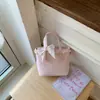 Bolsa Quadrada Pequena Xadrez com Laço Rosa Feminina 2026 Nova Chegada Primavera Estilo Coreano de Nicho Moda Versátil Bolsa de Ombro Único Transversal