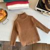 Ropa para Niños 2025 Invierno Suéter de Cuello Alto de Color Puro Estilo Coreano Suave y Ceroso para Niños y Niñas, Camisa Gruesa de Jersey para Niños