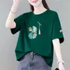 Comercio Electrónico Transfronterizo Comercio Exterior Ropa para Madres Verano de Edad Media Nuevo Estilo Camiseta de Manga Corta Holgada Adelgazante Talla Grande Versátil para Mujer
