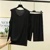Conjunto de Ropa de Casa de Modal para Hombre de Verano Tallas Grandes Holgado Sin Mangas Ropa Deportiva Ropa Exterior Bolsillo Pijama para Hombre Pantalones para Dormir