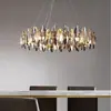 Lustre de Sala de Estar de Luxo Nórdico Leve, Luminária Moderna Criativa de Cristal para Quarto Sala de Jantar Simples, Lustre para Sala de Estar com Pé Direito Alto