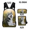 2020 Nuevo Producto Husky Tela Oxford Moda para Hombres y Mujeres Mochila Estampada en 3D Set