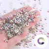 Pedras de strass AB iridescentes de formato completo com base plana para nail art, pedras de strass para unhas brancas translúcidas, acessórios decorativos para unhas postiças, atacado