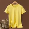 Camiseta de Algodão Mercerizado Pura 80 Fios Manga Curta Dupla Face Feminina Algodão Solta 2023 Redutora de Idade Curta Preta Tecnologia Branca Camiseta Tendência