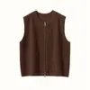 Cardigan de Cashmere Feminino Outono e Inverno Novo Colete Diamante Cardigan Gola Redonda Zíper Sem Mangas Tricô de Lã Colete Jaqueta