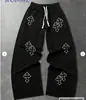 Pantalones casuales con estampado de patrón de cuadrícula American Gothic, pantalones rectos de pierna ancha con cordón de ajuste holgado para hombre, exclusivamente para ventas transfronterizas, talla 26