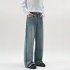 Nuevos jeans de estilo americano 2026, lavado, corte limpio, holgados para hombre, marca de moda, versátiles, rectos, corte A, hasta el suelo