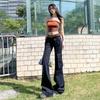 Novedad primavera y verano 2025 pantalones de mezclilla de color tannin micro-rugosos sin decoloración moda retro estilo americano mujer cintura baja micro-holgados jeans