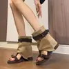 Sandalias de verano de suela gruesa con tacón oculto para mujer 2026 nuevo estilo botines de plataforma estilo retro romano de punta abierta botines cortos versátiles estilo británico