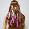 Faixa de Cabelo Boêmia Popular Transfronteiriça de Pena Acessório de Cabelo Indiano Cocar Estilo Étnico para Apresentação de Dança Xizang